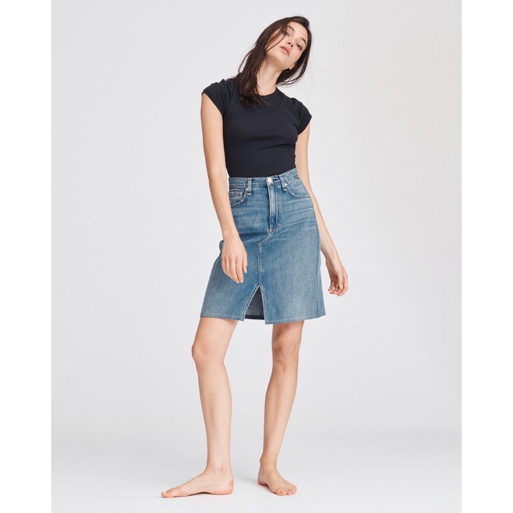 ✨NWT✨ RAG & BONE Super High Rise Custom Denim Skirt in Clean Dobbie